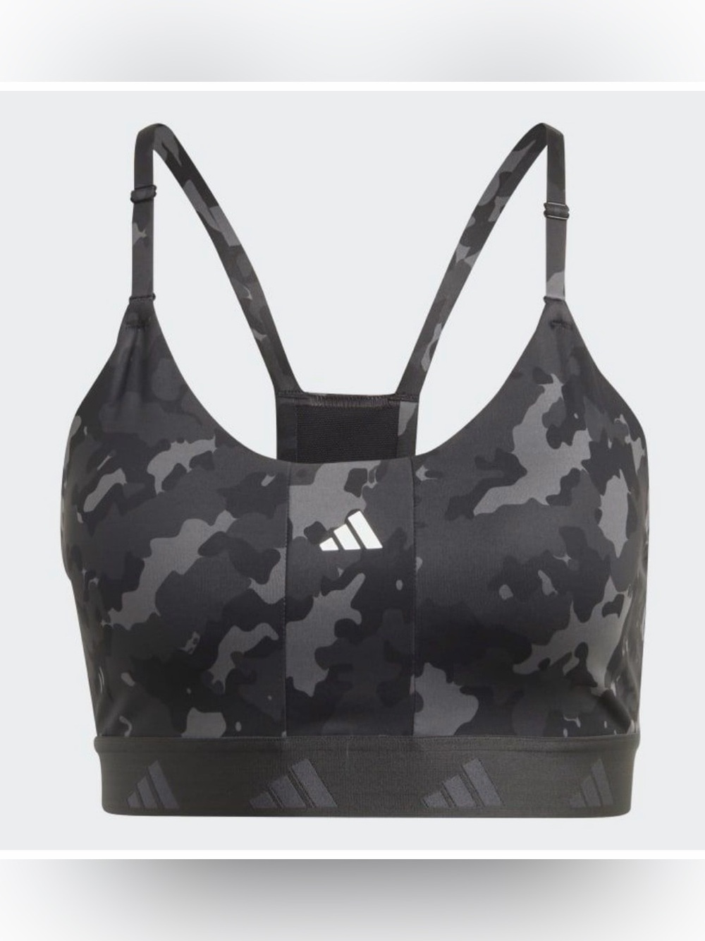 NWT Adidas Aeroreact Techfit Light Support Black Camo Sports Bra XL AC  HZ1548